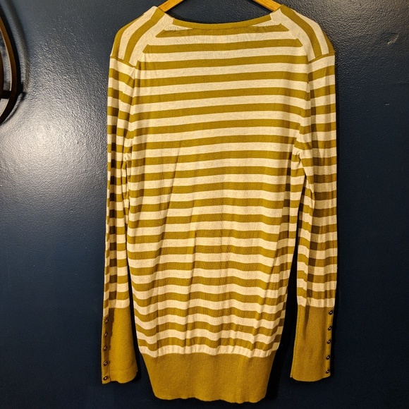 NWT Ann Taylor LOFT Olive Green Striped Sweater - Picture 2 of 6